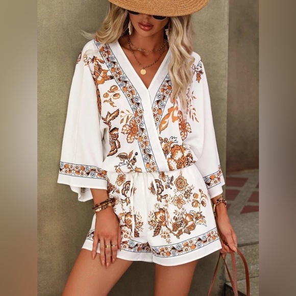 Boho floral Print Two piece top and bottom all sizes - Picture 4 of 5